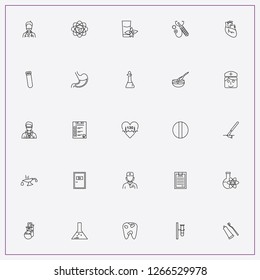 icon set about medicine with keywords illness record, doctors door and chemical flask