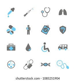 Icon Set about medicine. Set vector line icons, sign and symbols in flat design medicine and health with elements for mobile concepts and web apps. Collection modern infographic logo and pictogram. 
