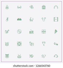 icon set about music with keywords reading book with earphone, compact disk and headphone