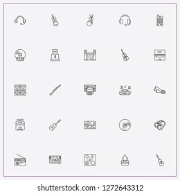 icon set about music with keywords football fan trumpet, vinil player and guitar