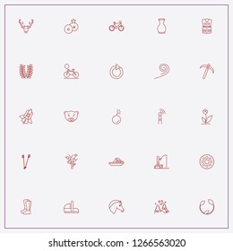 icon set about nature with  beacon, leaf and bomb