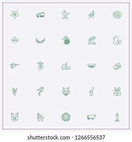 icon set about nature with keywords universe, cow and wheelbarrow