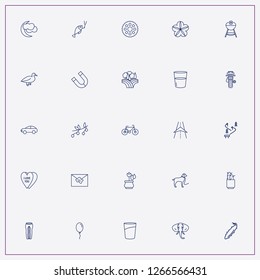 icon set about nature with keywords air ballon, crescent and barbecue stand