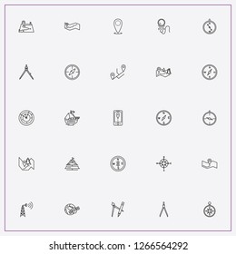 icon set about navigation with   compass with pen, map route and radar