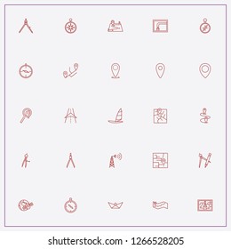 icon set about navigation with keywords map route, compass and space station