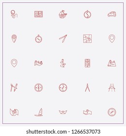 icon set about navigation with keywords forest map, sailing ship and compass