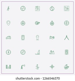 icon set about navigation with keywords smart car, sailing boat and compass