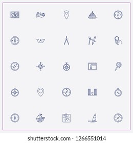 icon set about navigation with keywords forest map, sailing boat and searching location