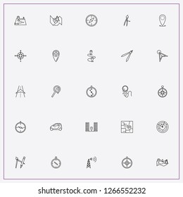 icon set about navigation with keywords retro monocle, compass with pen and navigation strip