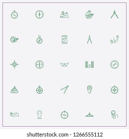 icon set about navigation with keywords map route, paper boat and sails