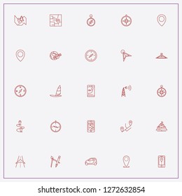icon set about navigation with keywords route location, map location and radar tower
