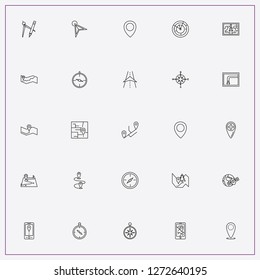 icon set about navigation with keywords compass, location and space station