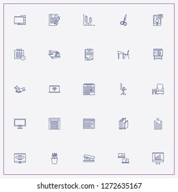 icon set about office with keywords computer display, partnership and desk