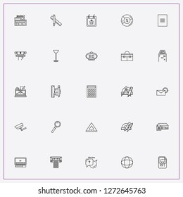 icon set about office with keywords camera monitoring, bank locker and network connection