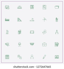 icon set about office with keywords laptop, math graph and case