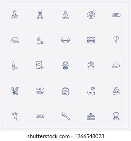 icon set about party with keywords balloons, birthday card and hat