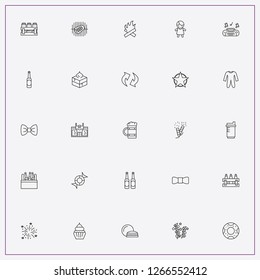 icon set about party with keywords shaker, bow tie and cake