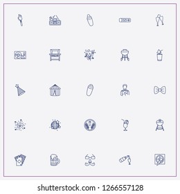 icon set about party with keywords champagne, beer and firework