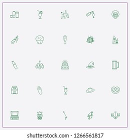 icon set about party with keywords chandelier, disco globe and fireworks
