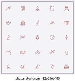 icon set about party with keywords bottle of beer, chandelier and clutch