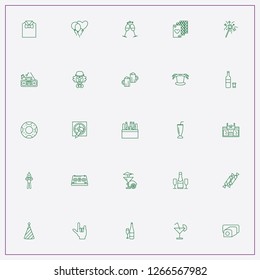 icon set about party with keywords balloons, shirt with bow tie and wine bottle