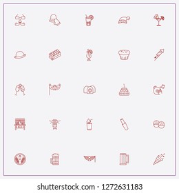icon set about party with keywords candy, beer and christmas hat