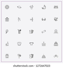 icon set about party with keywords candy, pirate hat and stemware