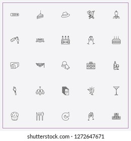 icon set about party with keywords torch, flower balloon figure and game cards