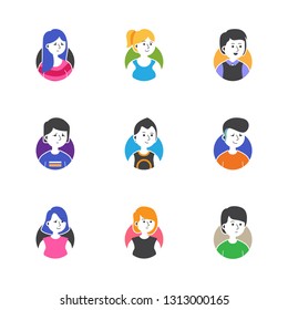 Icon set about people diversity face with their own combination fashion style 3/4 illustration vector isolated