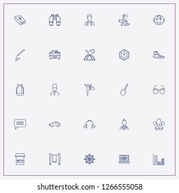 icon set about people with keywords camping, percentage graphics and spectacles