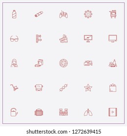 icon set about people with keywords camping tea pot, post service trolley and spectacles