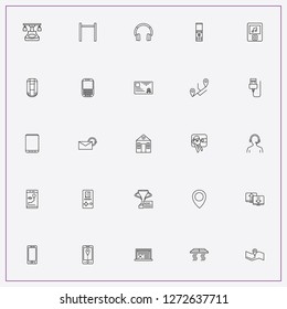 icon set about phone with keywords headphone, computer cord and smart house