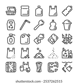 Icon set about plastic recycling