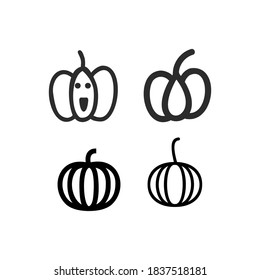 icon set about pumpkin in doodle style, halloween theme, vector illustration.