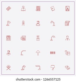 icon set about reading with keywords muslim book, notices and table lamp