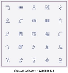 icon set about reading with keywords table lamp, notices and realtor