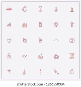 icon set about religion with keywords japanese hat, church and candle