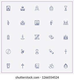 icon set about religion with keywords pope hat, scroll letter and holy bible