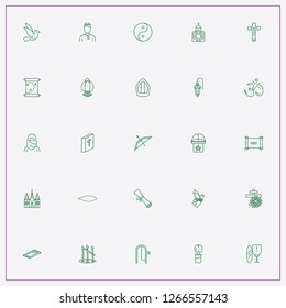 icon set about religion with keywords church candles, dove and lantern