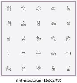 icon set about restaurant with keywords signboards, cutlery and japanese noodles