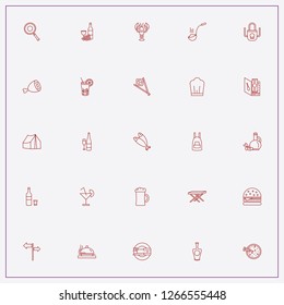 icon set about restaurant with keywords cook hat, beer and apron
