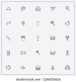 icon set about restaurant with keywords coffee machine, fish and signboard