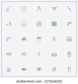 icon set about restaurant with keywords kneading shovel, beef and picnic table