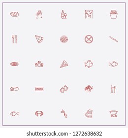 icon set about restaurant with keywords crab, pizza and beef