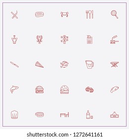 icon set about restaurant with keywords cooker hat, knife and beef