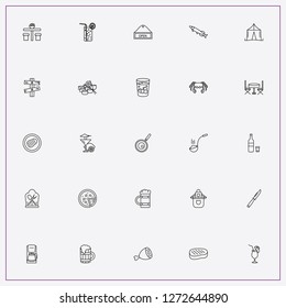 icon set about restaurant with keywords cocktail, sake meat and glass with ice cubes
