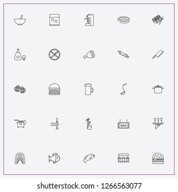 icon set about restaurant with  sushi, beer tap and ribs