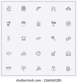 icon set about restaurant with   sushi, drinks glasses and pizza