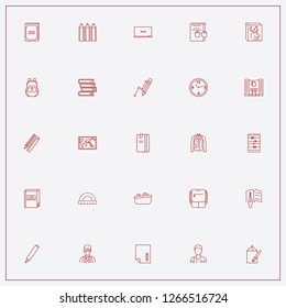 icon set about school with keywords pencil and scale, book and drawing
