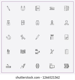 icon set about school with keywords backpack, pencil with ruler and notices